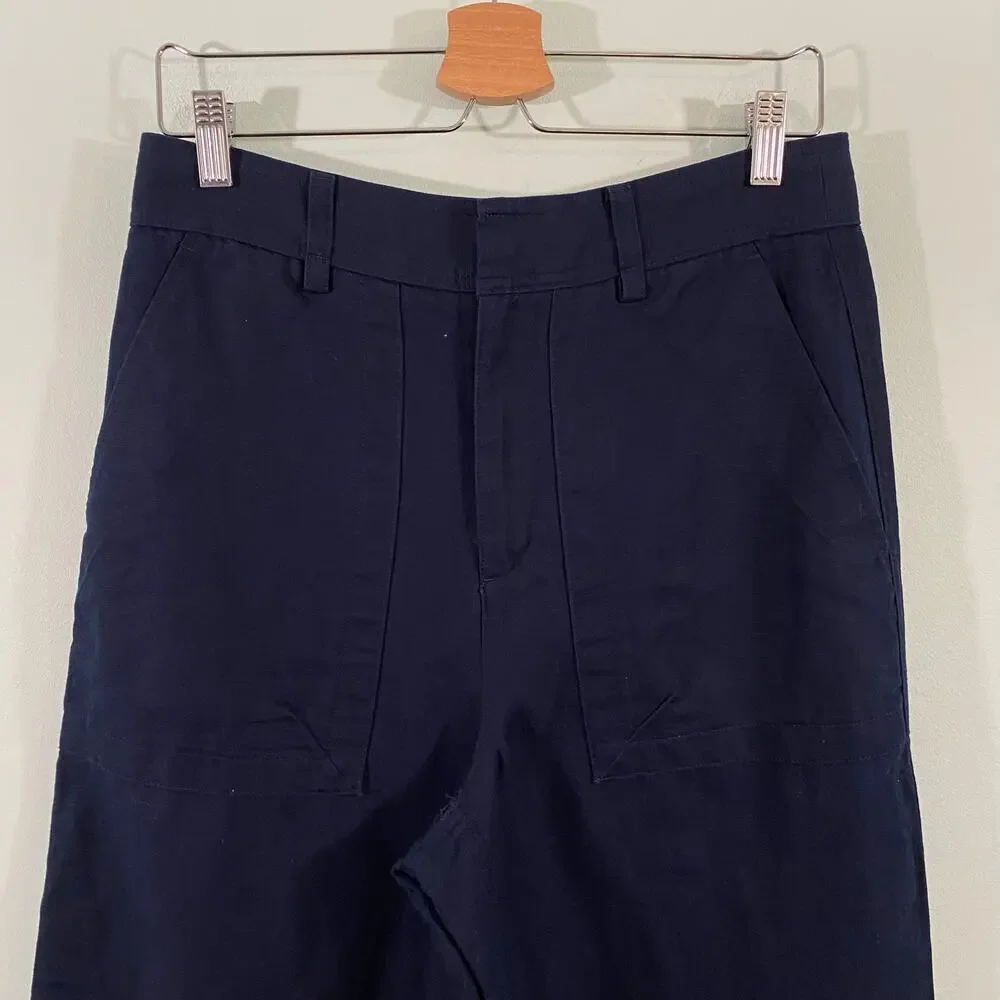 Banana Republic Women's Navy Wide Leg Ankle Linen Blend Pants Size 6 NWT